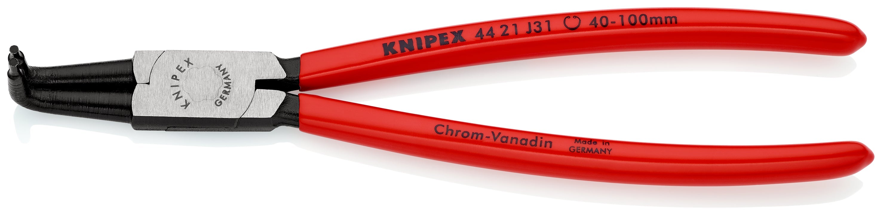 KNIPEX 44 21 J31 SB Pinza para anillos de retención interiores en taladros recubierto de plástico acabado pavonado 215 mm