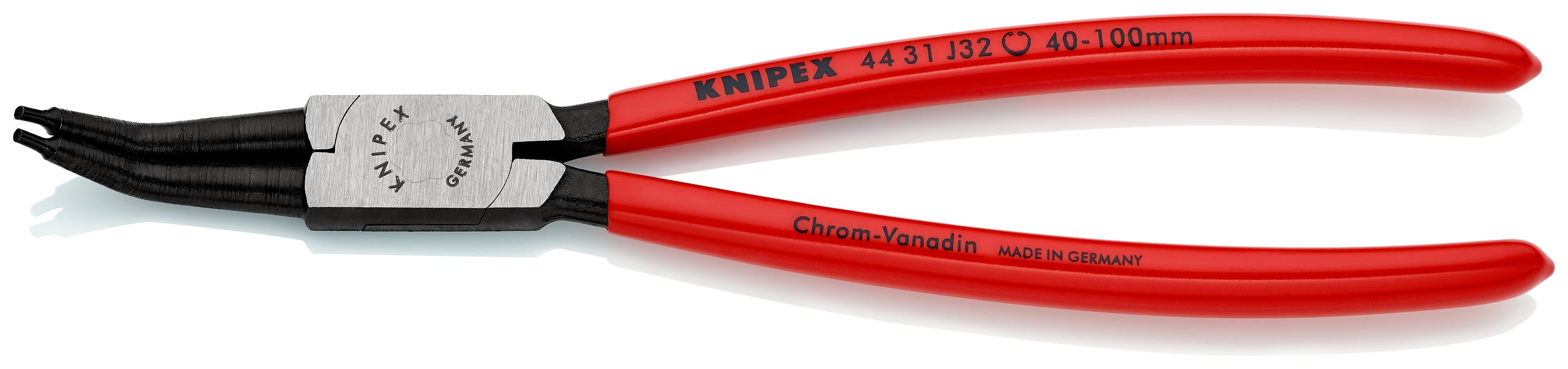 KNIPEX 44 31 J32 Pinza para anillos de retención interiores en taladros en ángulo de 45ø recubierto de plástico acabado pavonado 225 mm