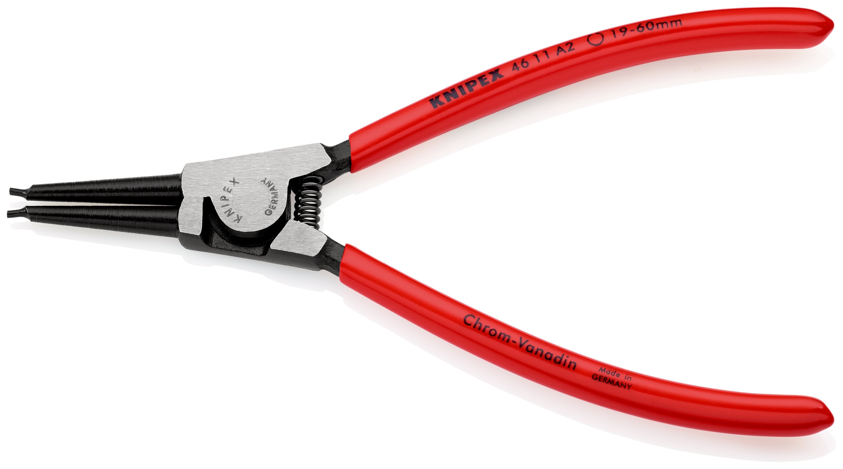 KNIPEX 46 11 A2 SB Pinza para anillos de retención exteriores de ejes recubierto de plástico acabado pavonado 180 mm