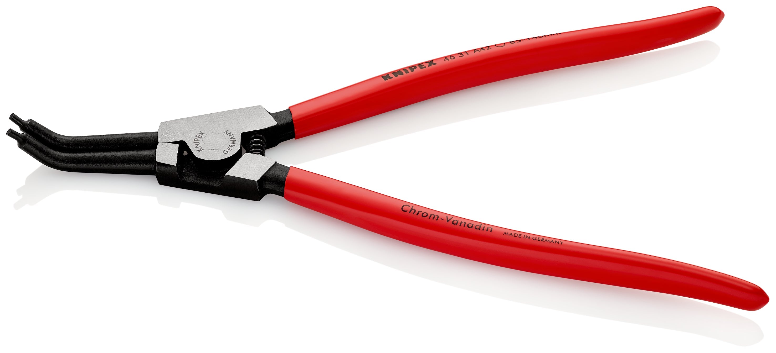 KNIPEX 46 31 A42 Pinza para anillos de retención exteriores de ejes en ángulo de 45ø recubierto de plástico acabado pavonado 310 mm